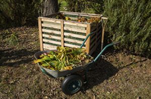 Image of compost bin in the autumn garden