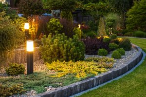 Landscape lighting illuminates home's garden